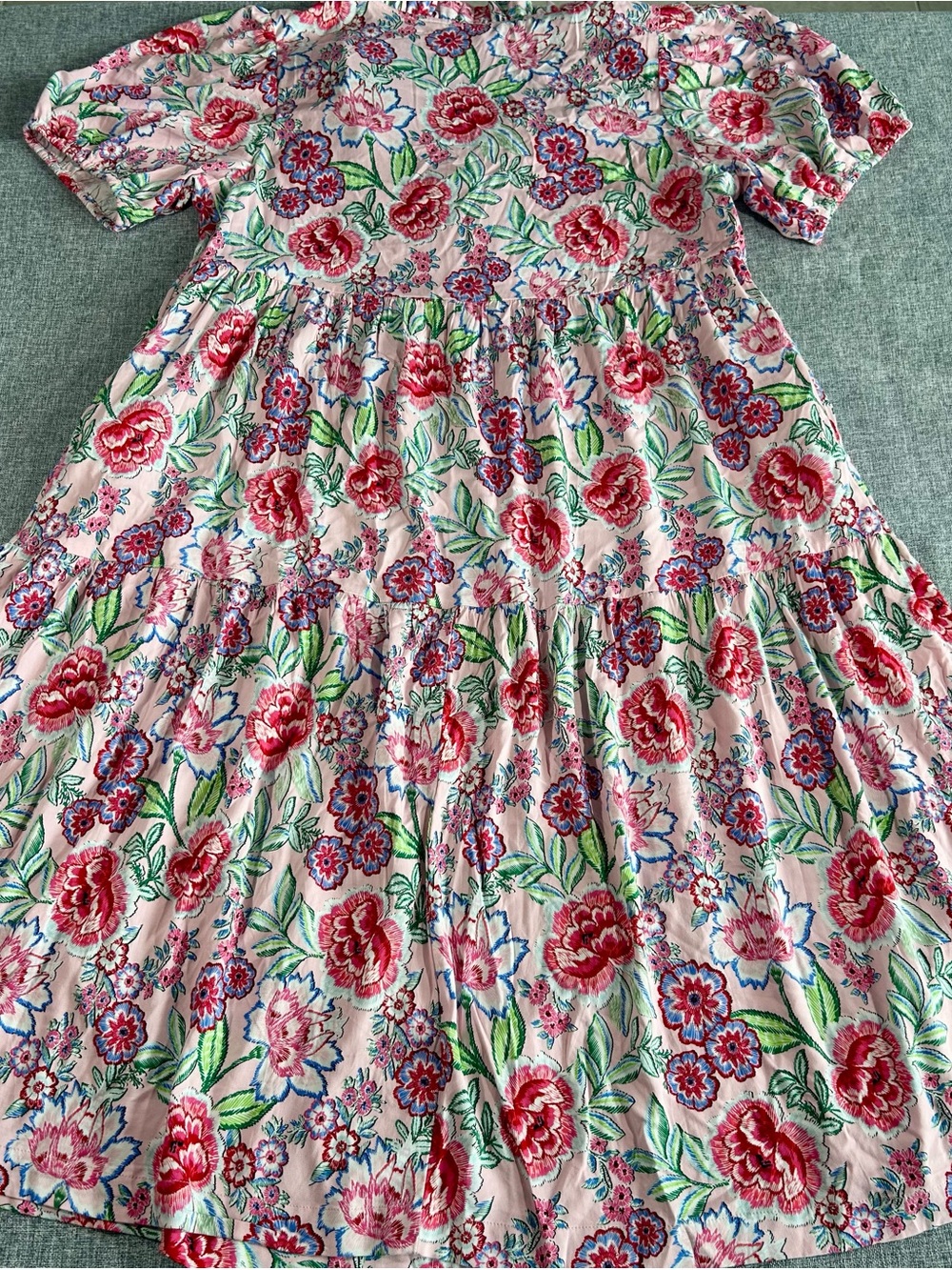 crown & ivy Pink Floral Tiered Dress with Red and Green Accents - Picture 6 of 7